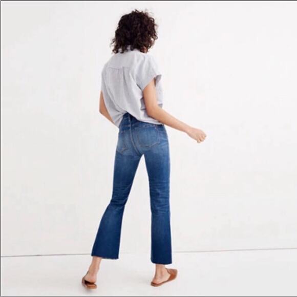 Madewell Cali Demi Boot Raw Hem Patchwork Jeans 26 - Picture 2 of 14